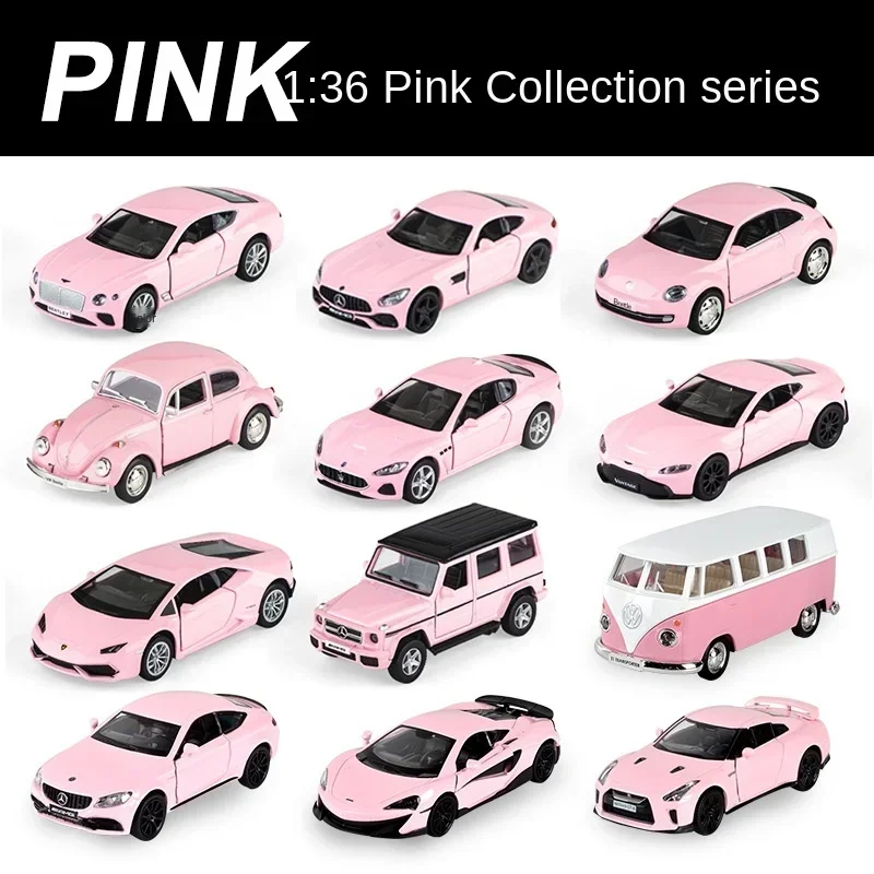 Model Kit Porsche 911 - 1:36 Pink Benz Diecast Alloy Model