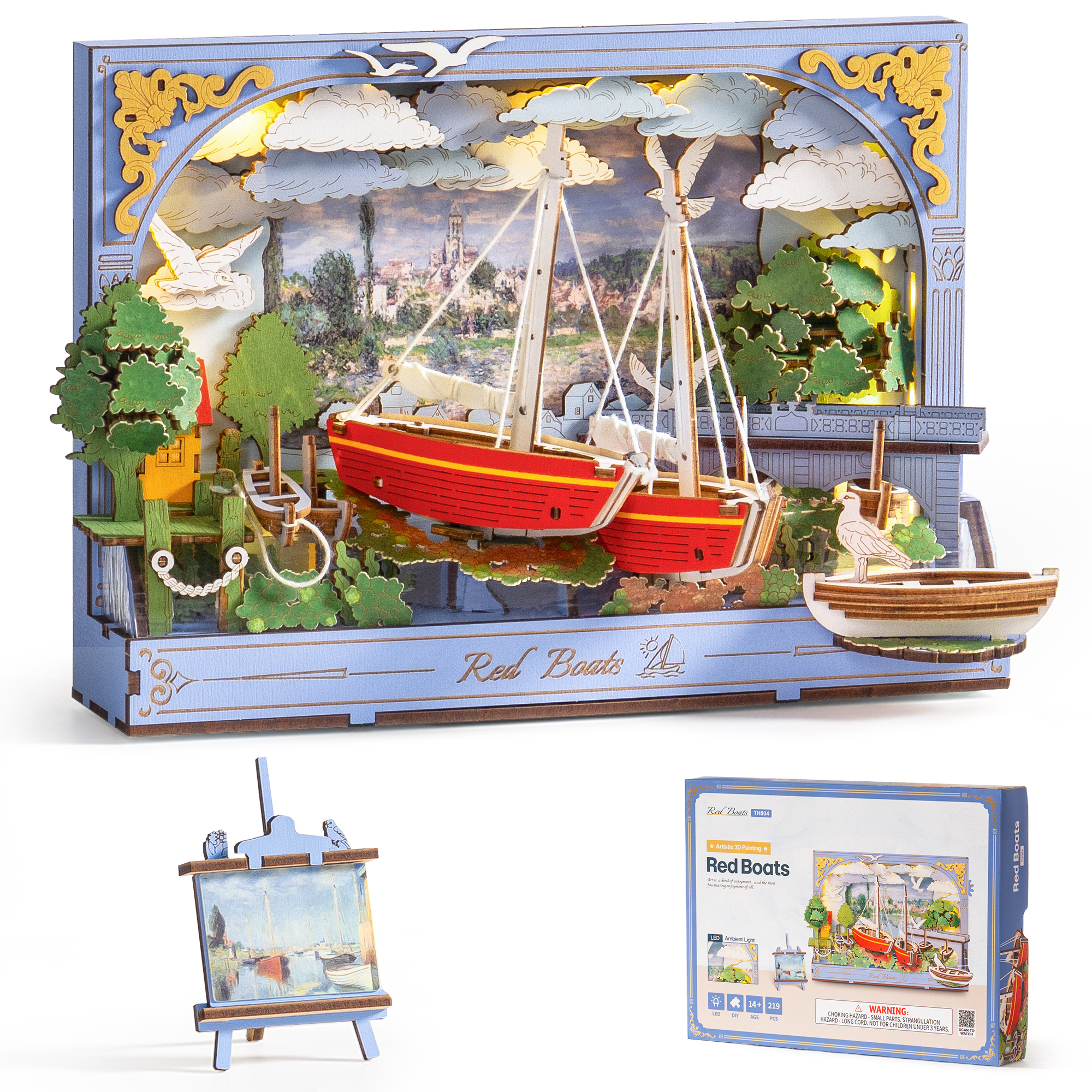 Rolife Red Boats Wooden 3D Puz - Model Kit Wall E recension och pris