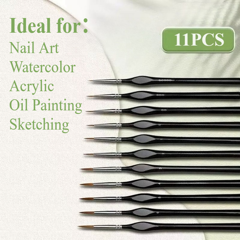 11PCS Black Sable Hair Fine Pa - Model Kit Acrylic Paint recension och pris
